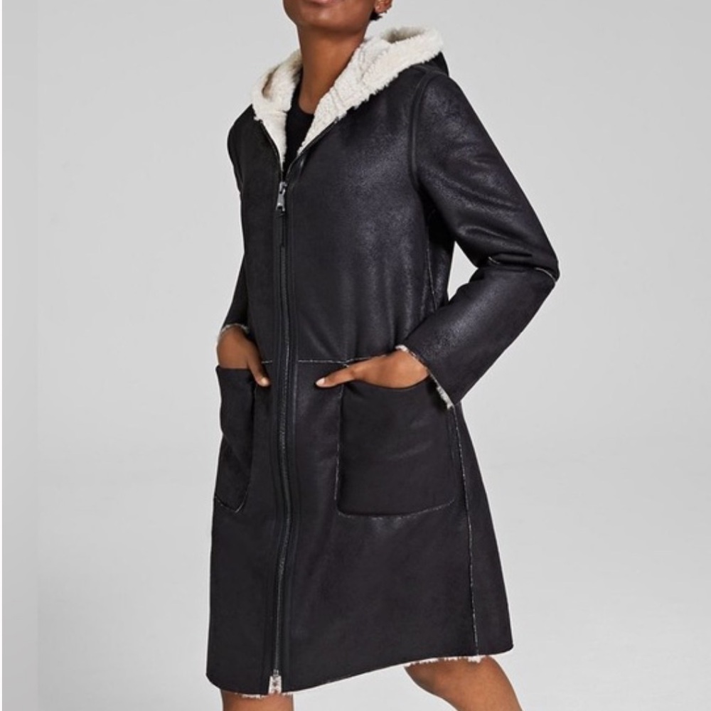 DKNY Black and Cream Teddy Jacket